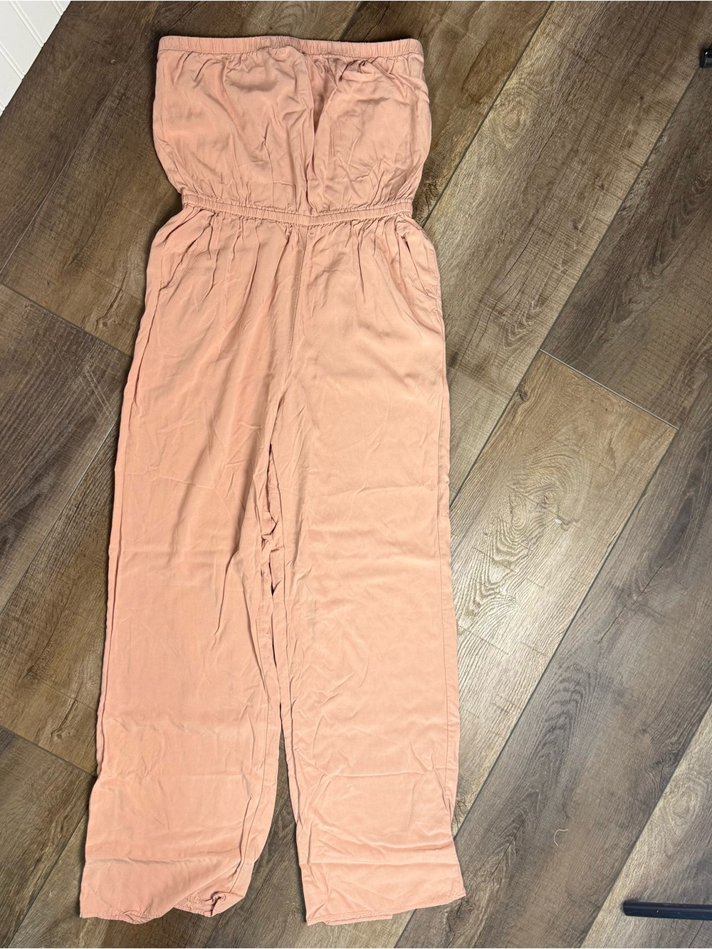 Forever 21 Strapless Wide Leg Jumpsuit M Coral Peach Blush Pink Boho